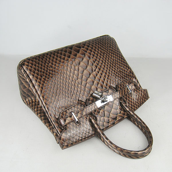 Replica Hermes Birkin 30CM Fish Veins Leather Bag Dark Coffee 6088 On Sale - Click Image to Close